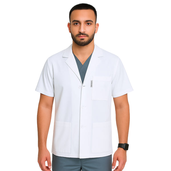 White Half Sleeves Lab Coat Men (Personalisation Available)