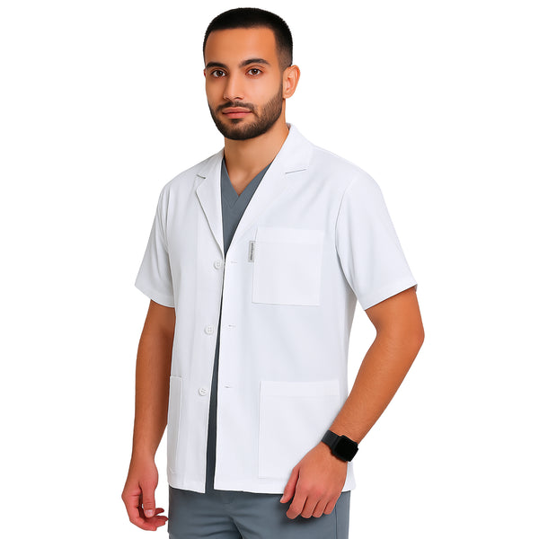 White Half Sleeves Lab Coat Men (Personalisation Available)