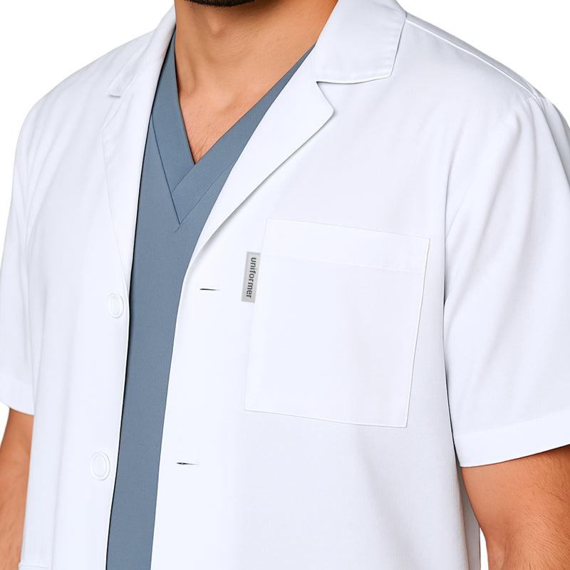 White Half Sleeves Lab Coat Men (Personalisation Available)