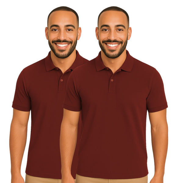 uniformer Half Sleeves Polo T-Shirt for Men (Maroon_Pack of 2)