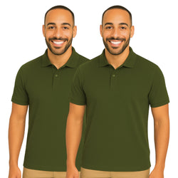 uniformer Half Sleeves Polo T-Shirt for Men (Olive Green_Pack of 2)