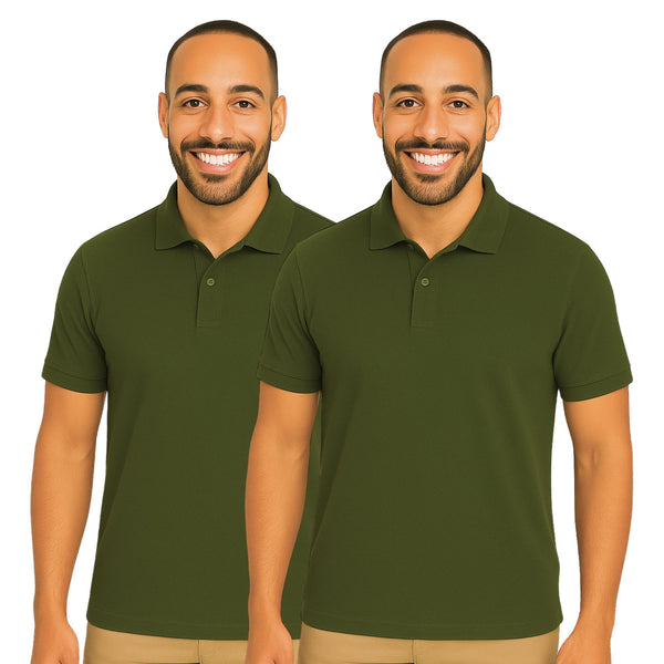 uniformer Half Sleeves Polo T-Shirt for Men (Olive Green_Pack of 2)