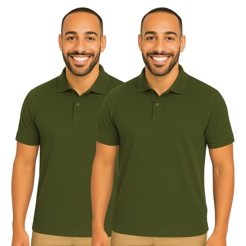 uniformer Half Sleeves Polo T-Shirt for Men (Olive Green_Pack of 2)
