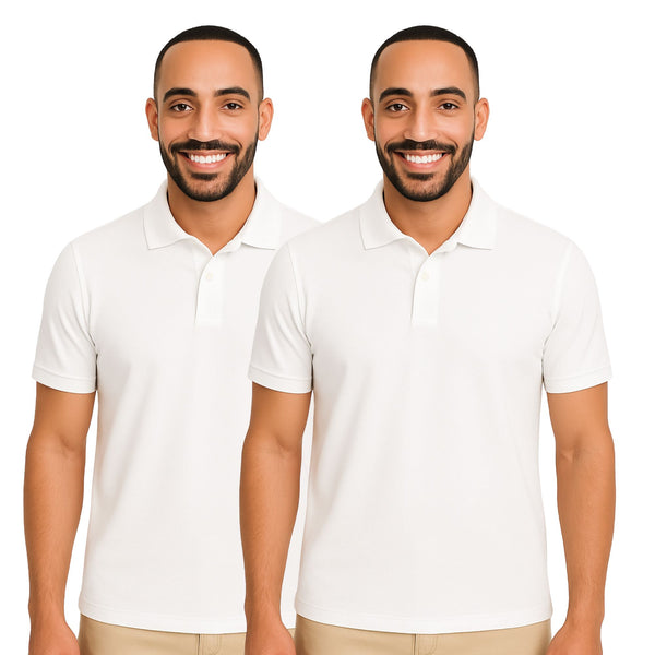 uniformer Half Sleeves Polo T-Shirt for Men (White_Pack of 2)