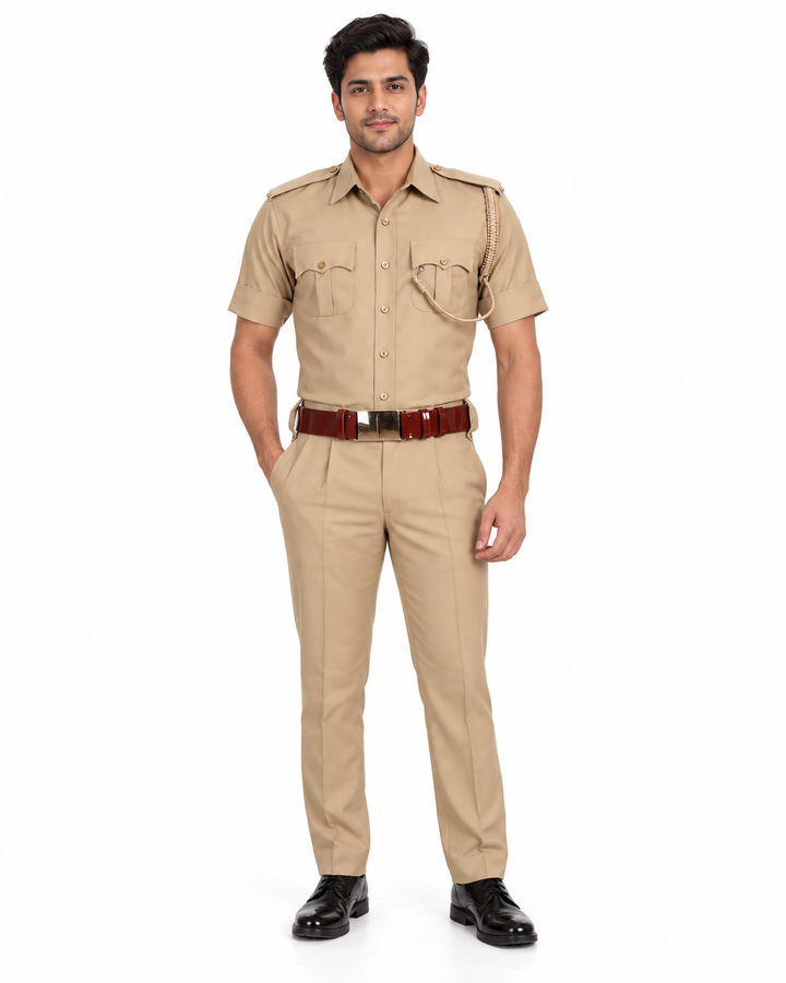 Khaki Police Half Sleeves Shirt and Trouser Set