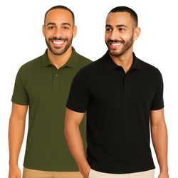 uniformer Half Sleeves Polo T-Shirt for Men (Black & Olive Green_Pack of 2)