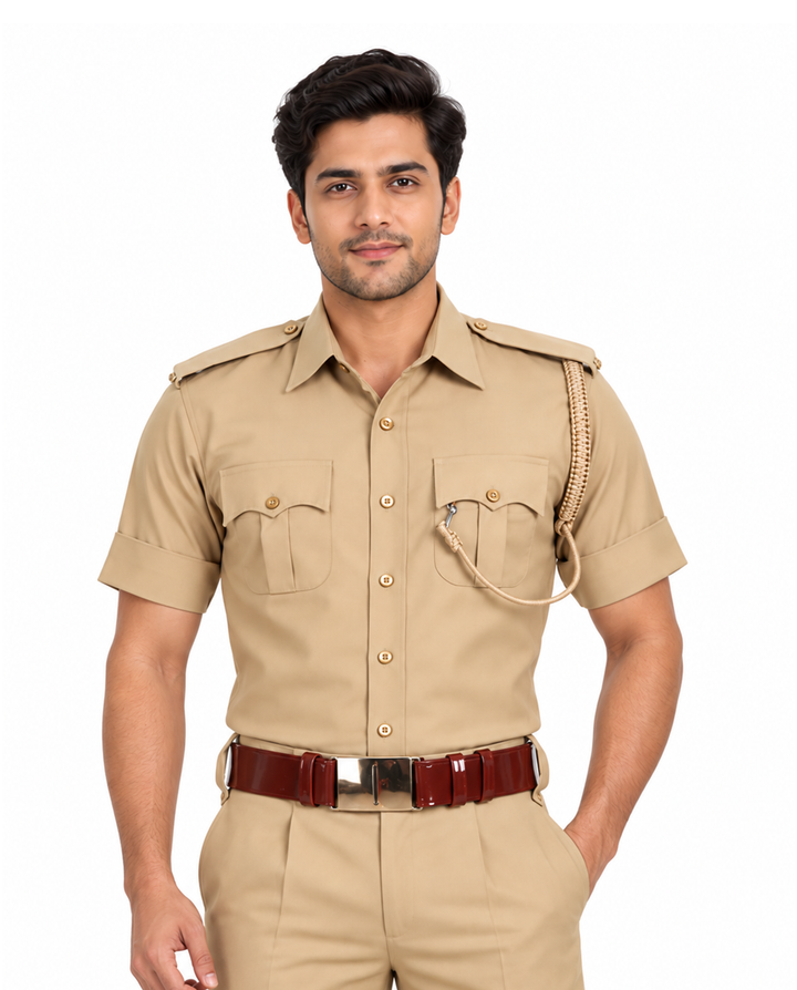 Police Khaki Half Shirt