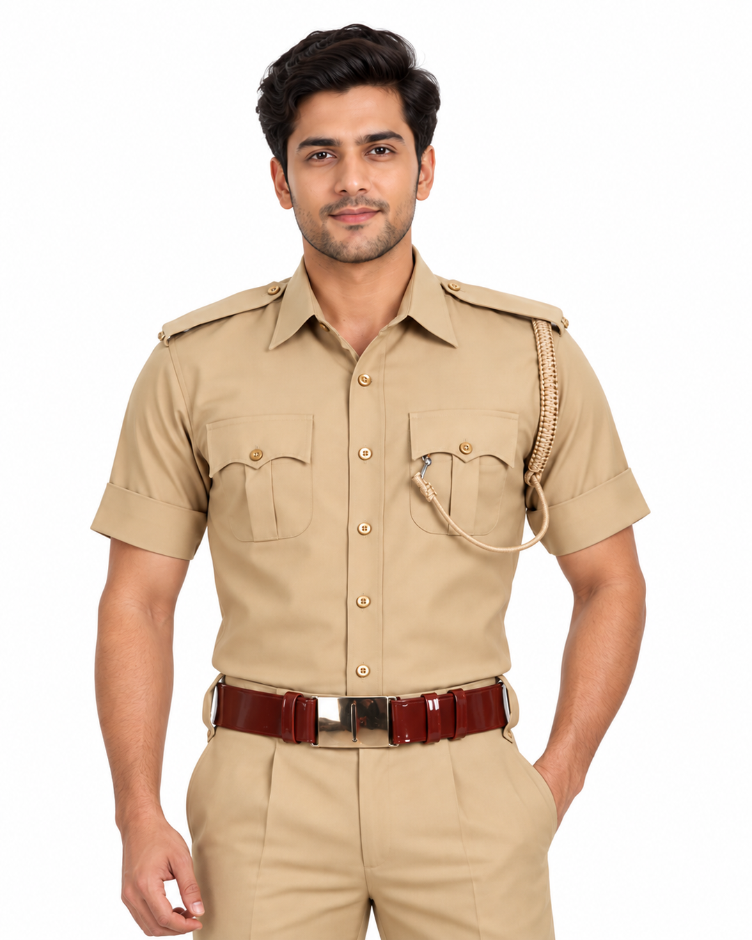 Police Khaki Half Shirt