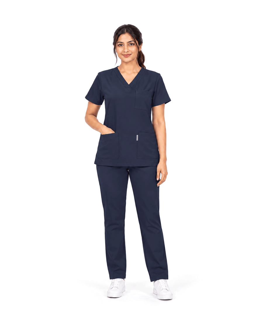 Classic Women's V-Neck Scrub #color_navy-blue