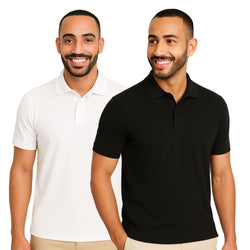 uniformer Half Sleeves Polo T-Shirt for Men (Black & White_Pack of 2)