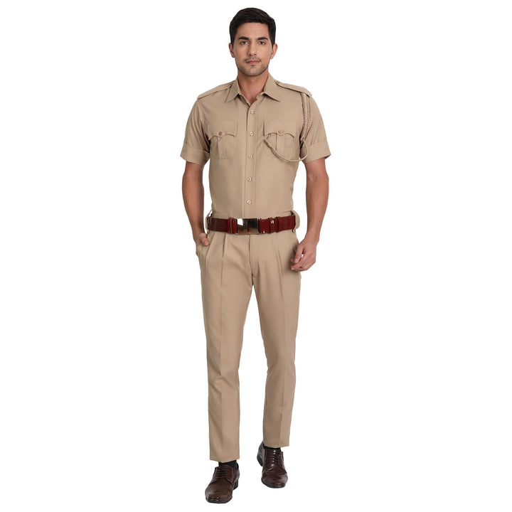 Khaki Police Half Sleeves Shirt and Trouser Set