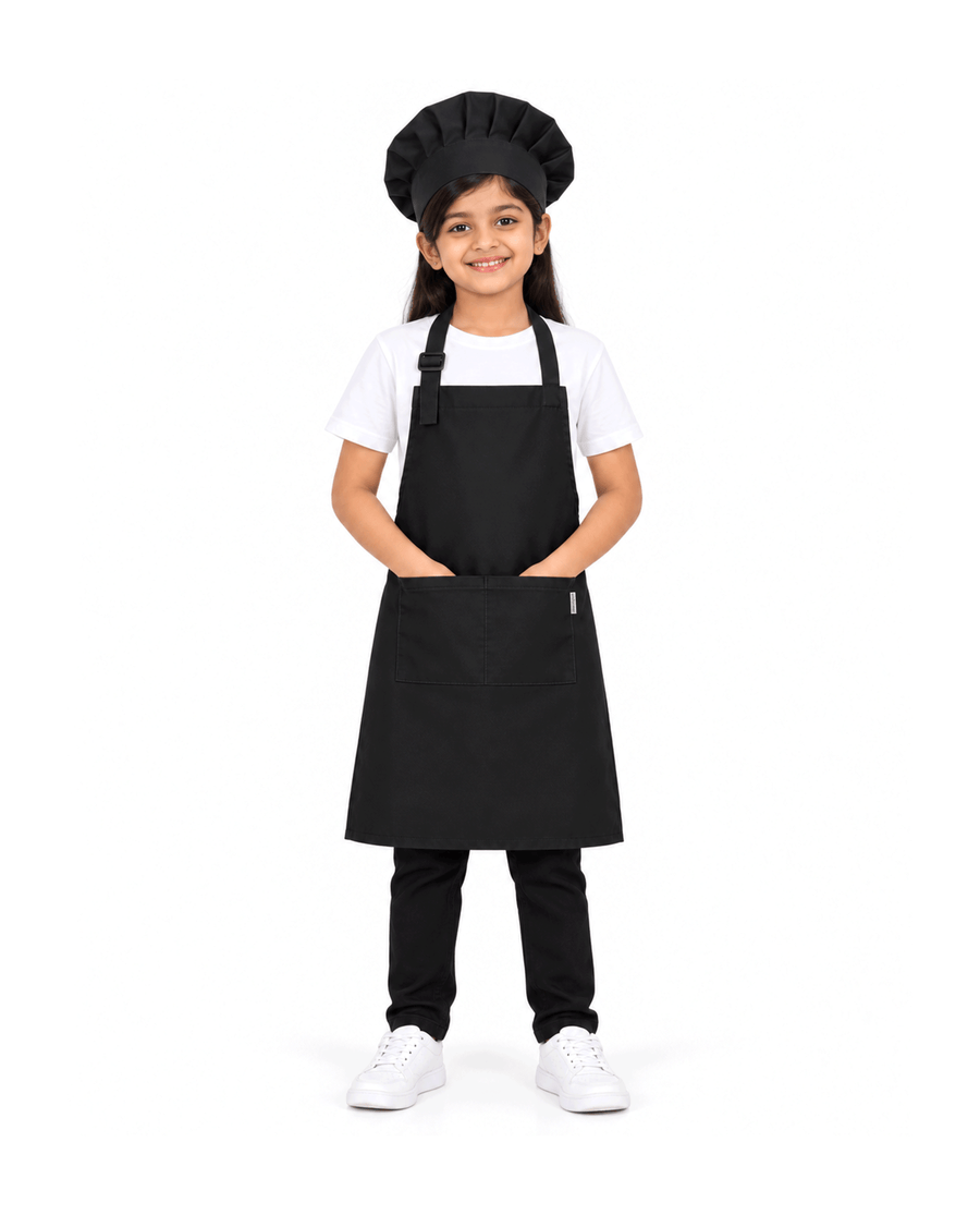 Kids Apron with Chef Cap #color_black
