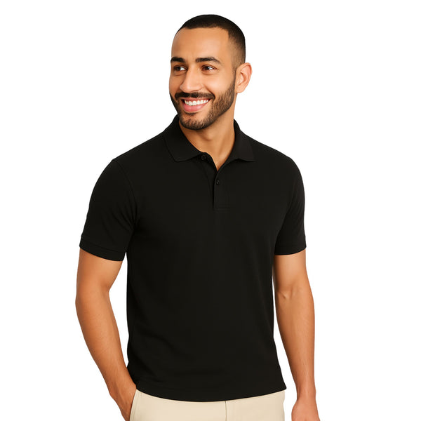 uniformer Half Sleeves Polo T-Shirt for Men (Black_Pack of 2)