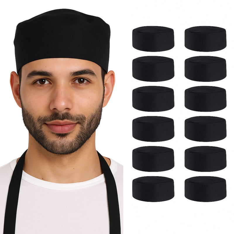 Chef Caps Black – Pack Of 12