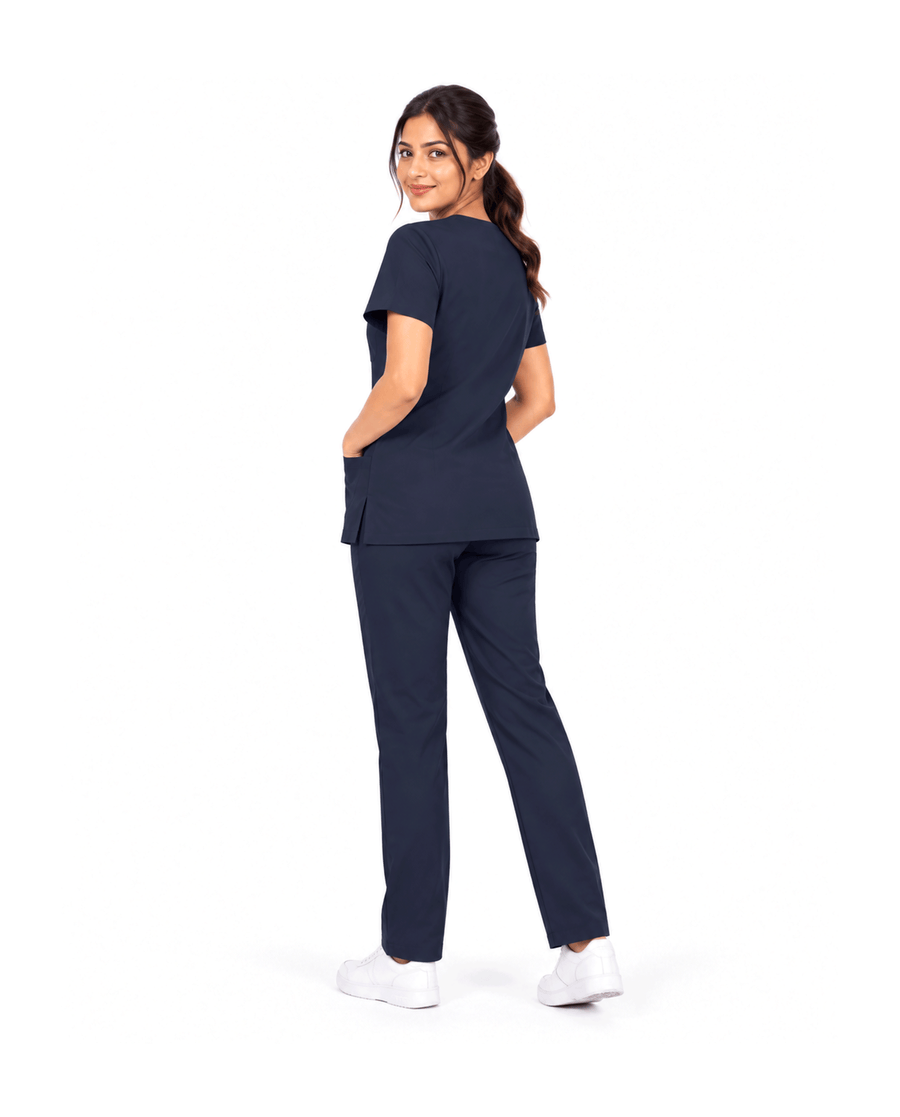 Classic Women's V-Neck Scrub #color_navy-blue