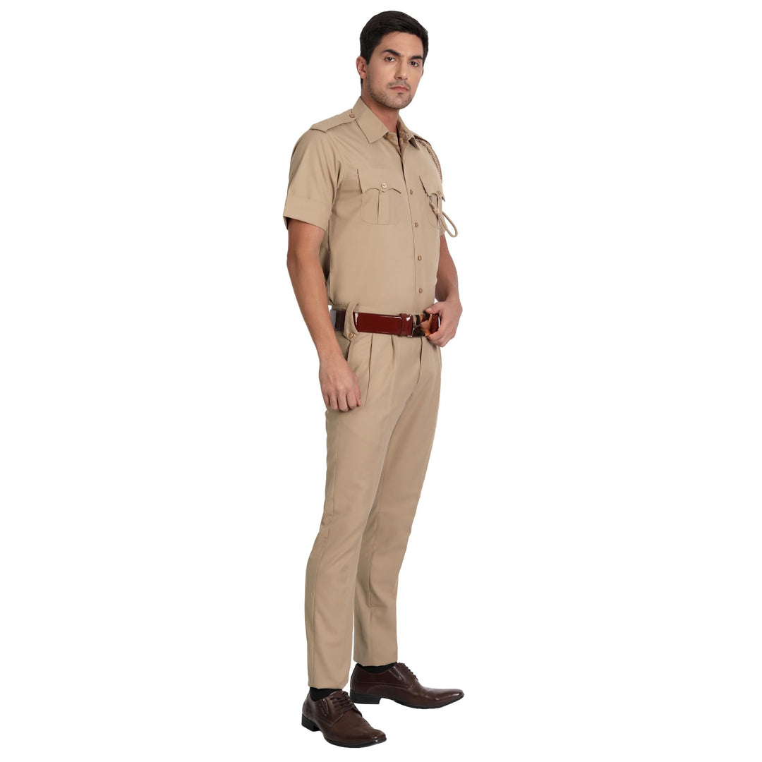 Khaki Police Half Sleeves Shirt and Trouser Set
