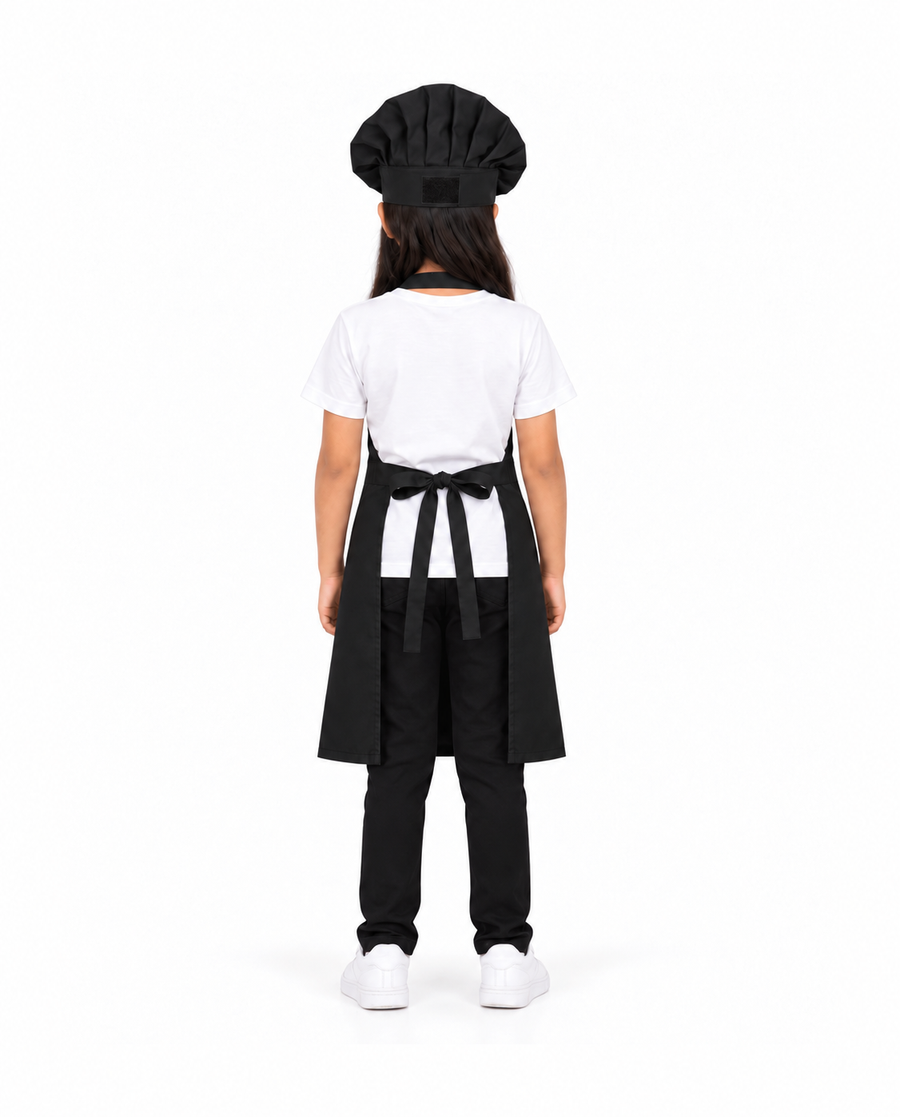 Kids Apron with Chef Cap #color_black