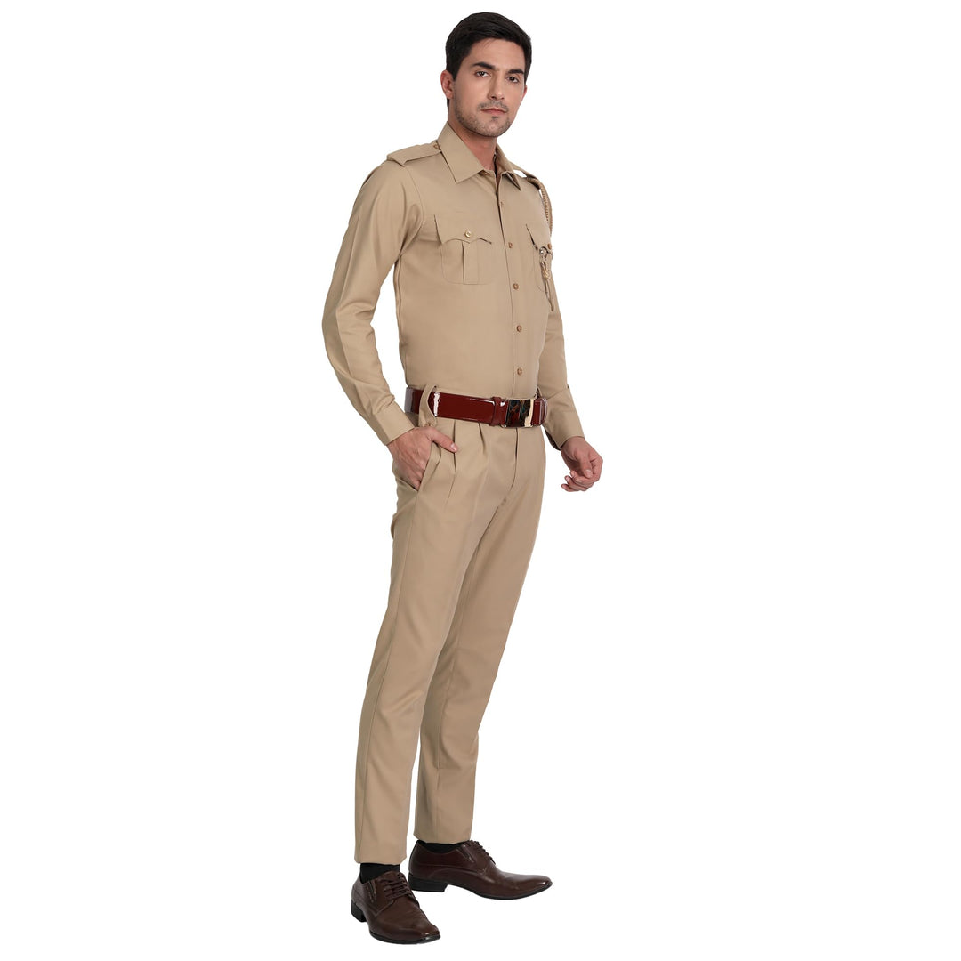 Khaki Police Full Sleeves Shirt and Trouser Set