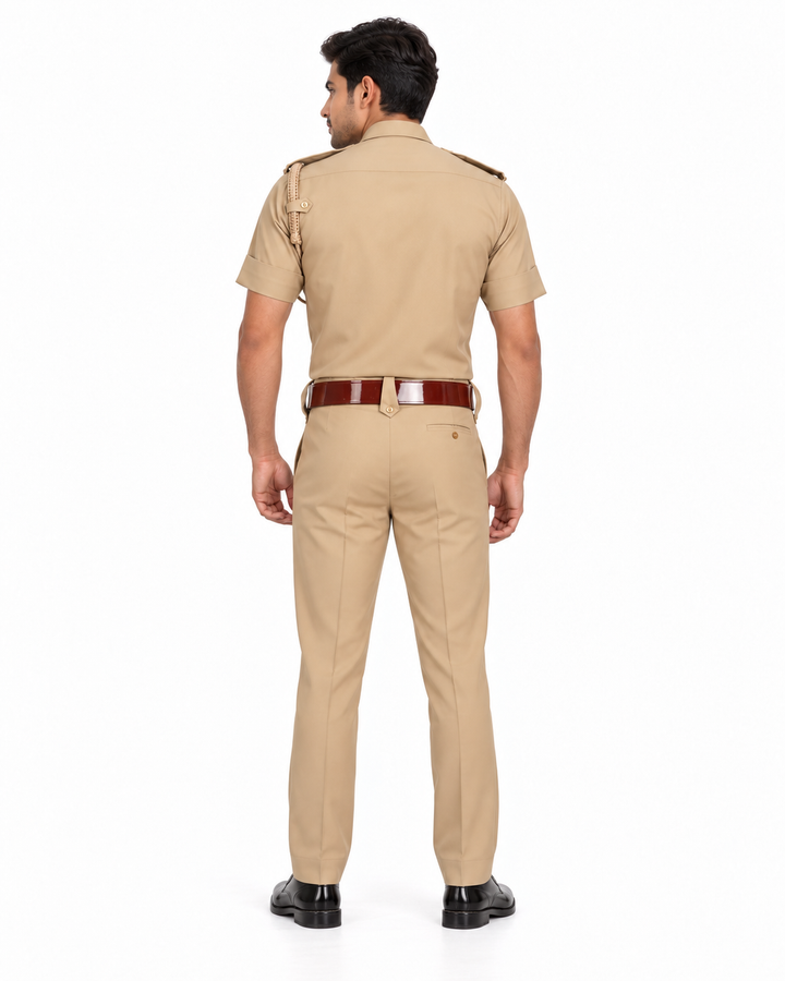 Khaki Police Half Sleeves Shirt and Trouser Set