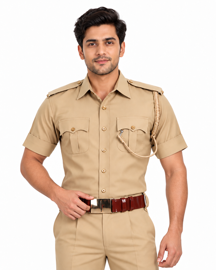 Police Khaki Half Shirt