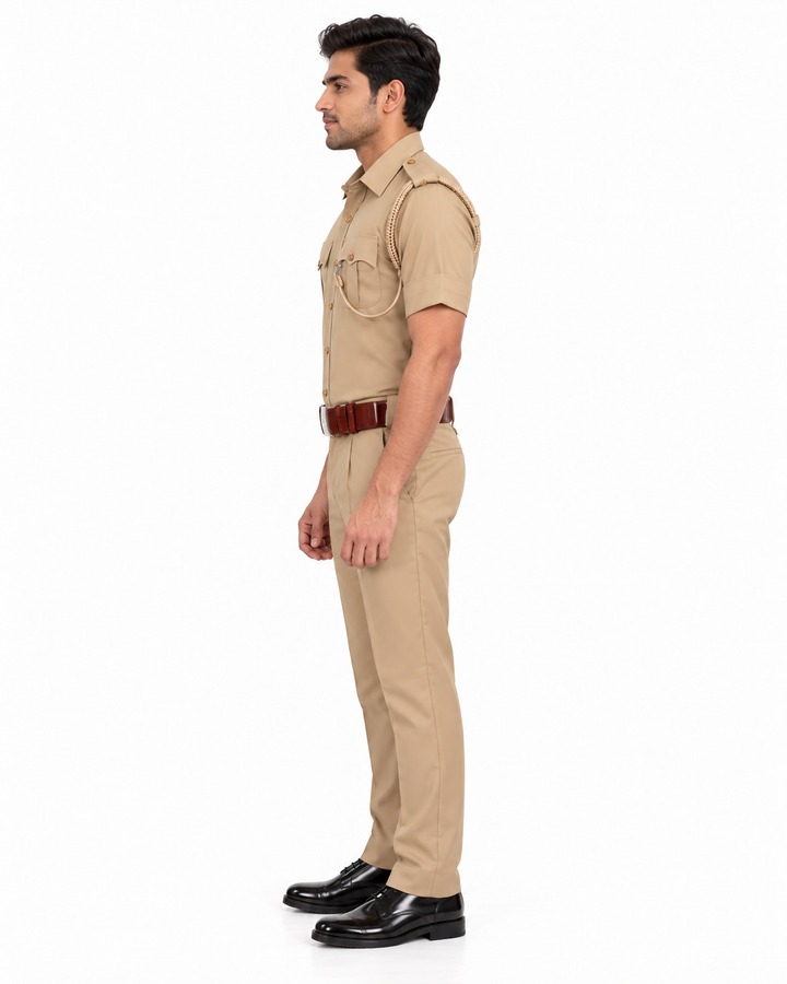 Khaki Police Half Sleeves Shirt and Trouser Set