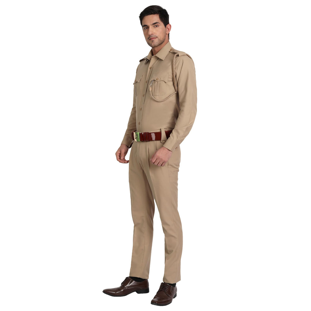 Khaki Police Full Sleeves Shirt and Trouser Set
