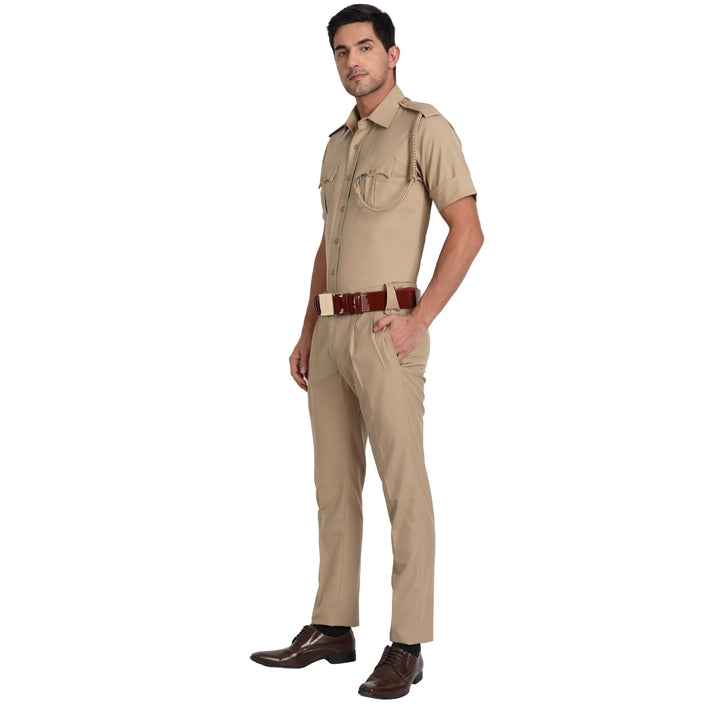 Khaki Police Half Sleeves Shirt and Trouser Set