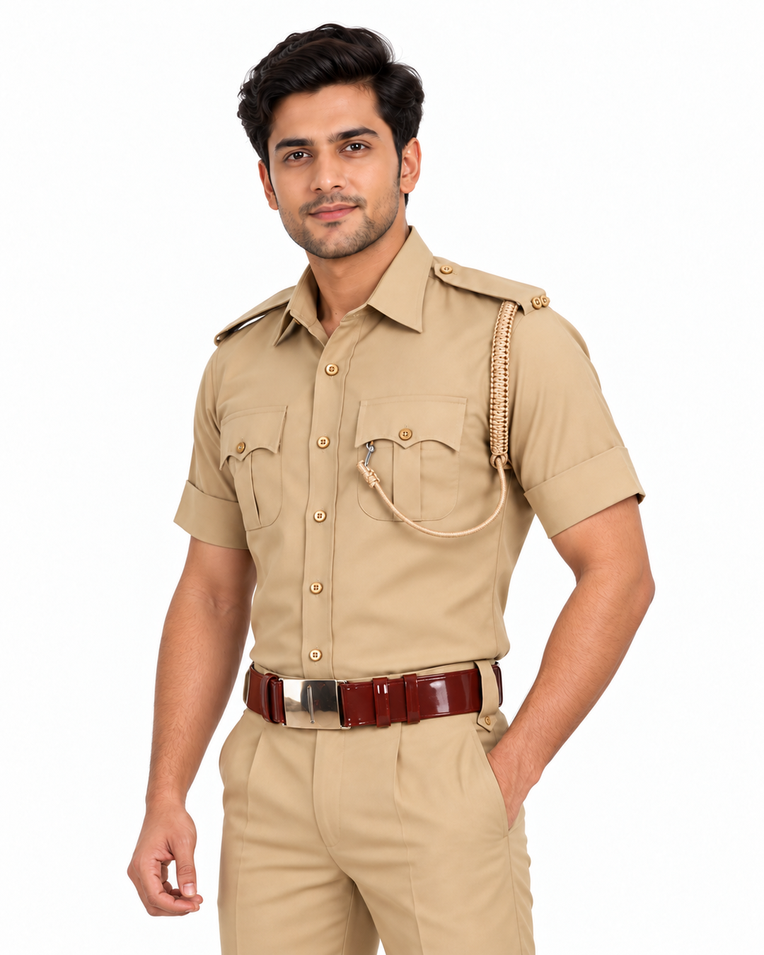 Police Khaki Half Shirt