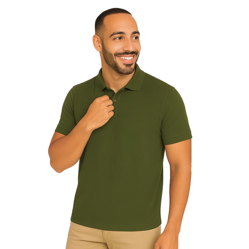 uniformer Half Sleeves Polo T-Shirt for Men (Olive Green_Pack of 2)