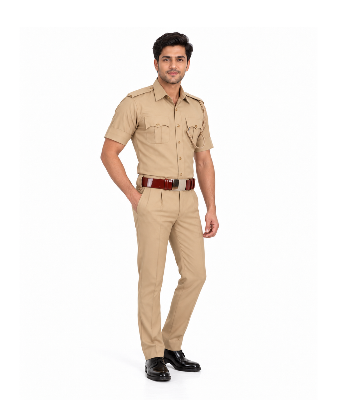 Khaki Police Half Sleeves Shirt and Trouser Set
