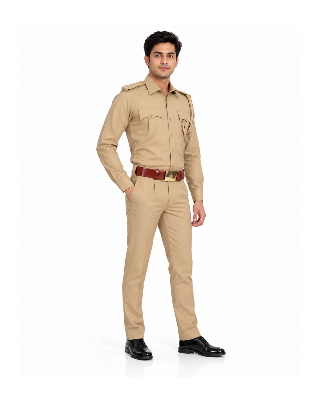 Khaki Police Full Sleeves Shirt and Trouser Set