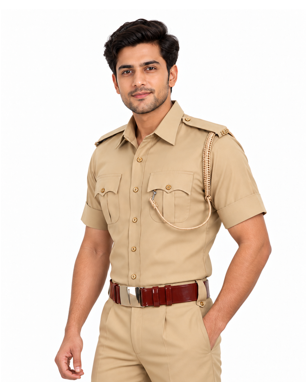 Police Khaki Half Shirt