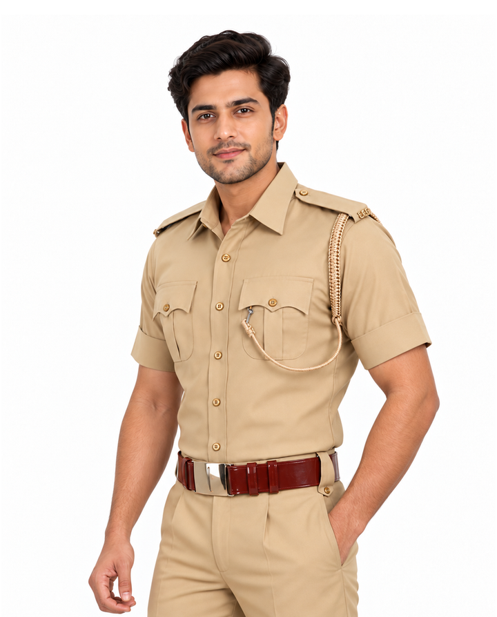 Police Khaki Half Shirt