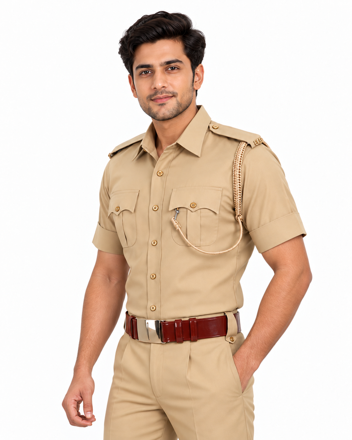 Police Khaki Half Shirt