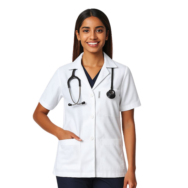 White Half Sleeves Lab Coat Women (Personalisation Available)