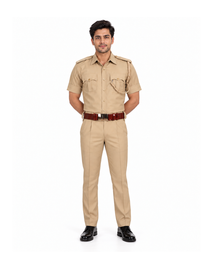 Khaki Police Half Sleeves Shirt and Trouser Set