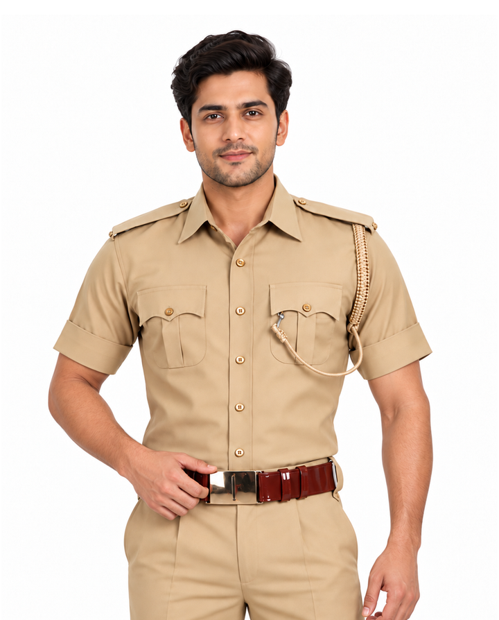 Police Khaki Half Shirt