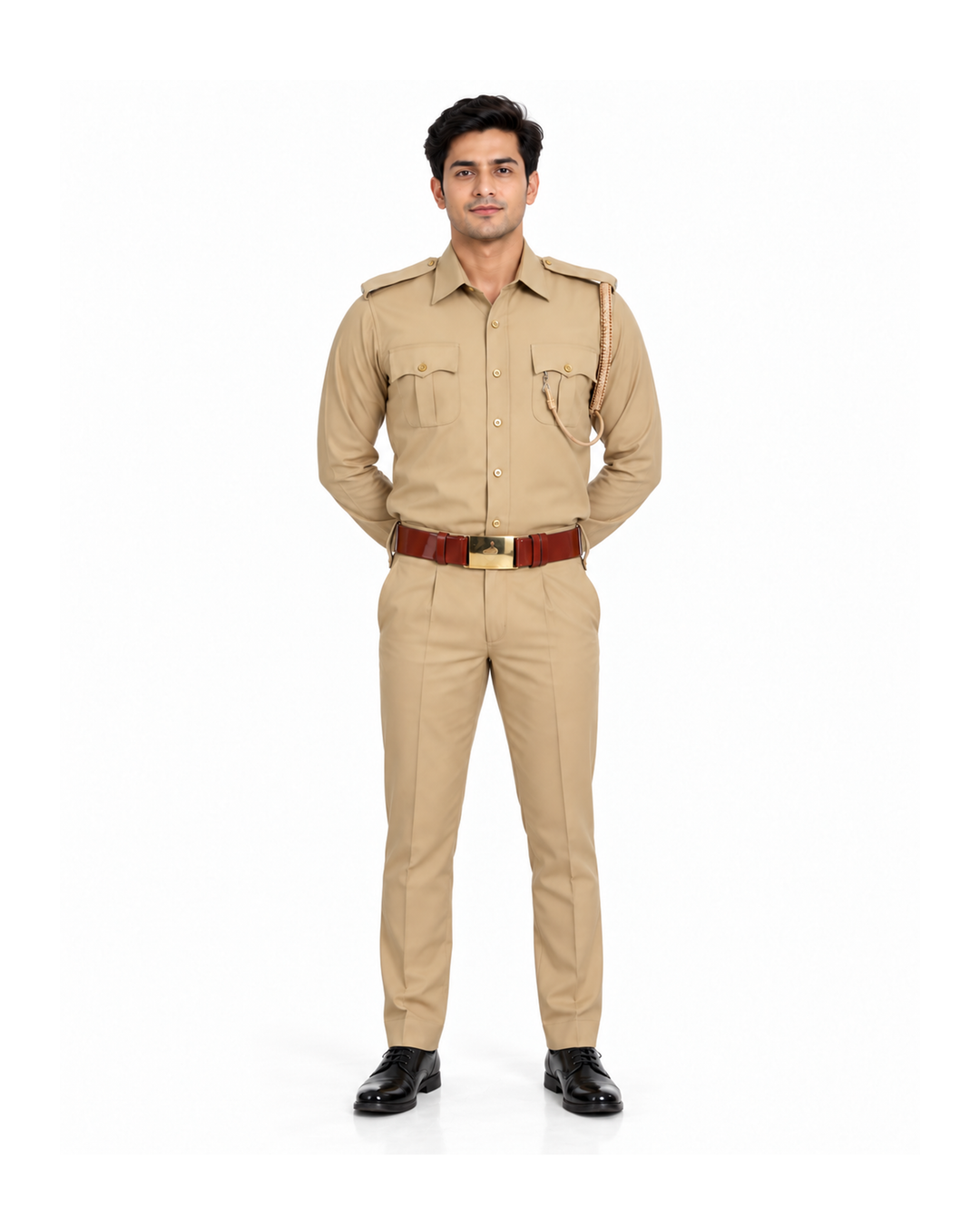 Khaki Police Full Sleeves Shirt and Trouser Set