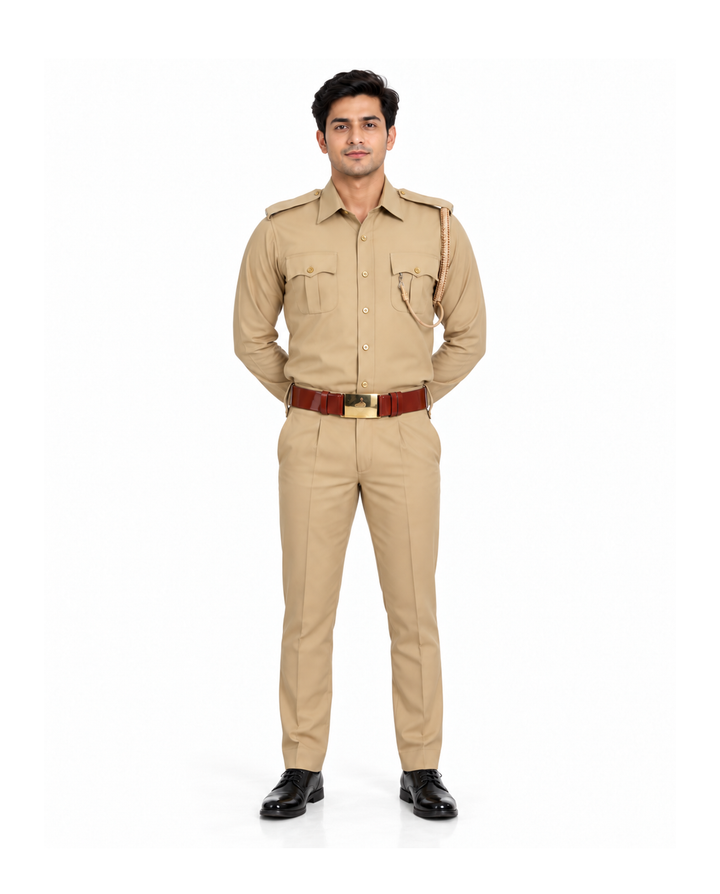 Khaki Police Full Sleeves Shirt and Trouser Set
