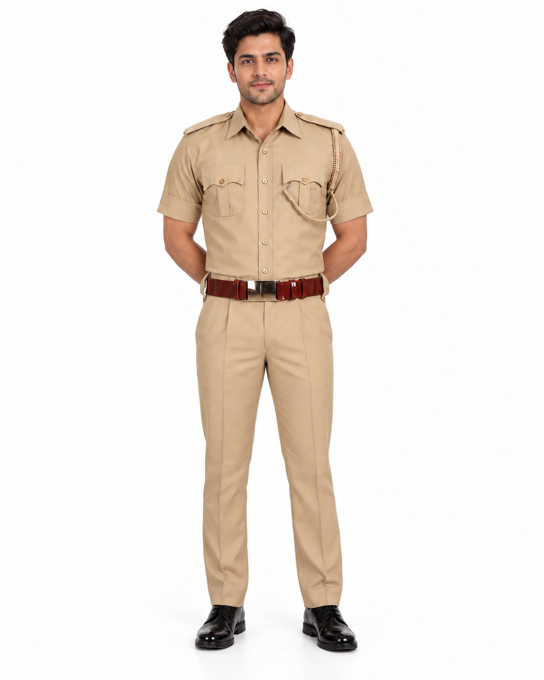 Khaki Police Half Sleeves Shirt and Trouser Set