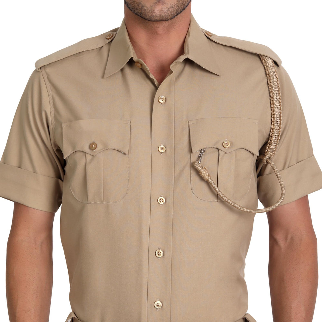 Khaki Police Half Sleeves Shirt and Trouser Set