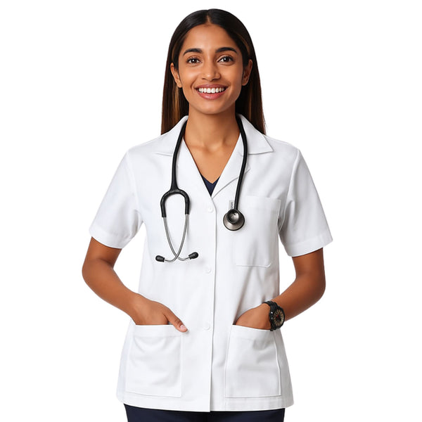 White Half Sleeves Lab Coat Women (Personalisation Available)