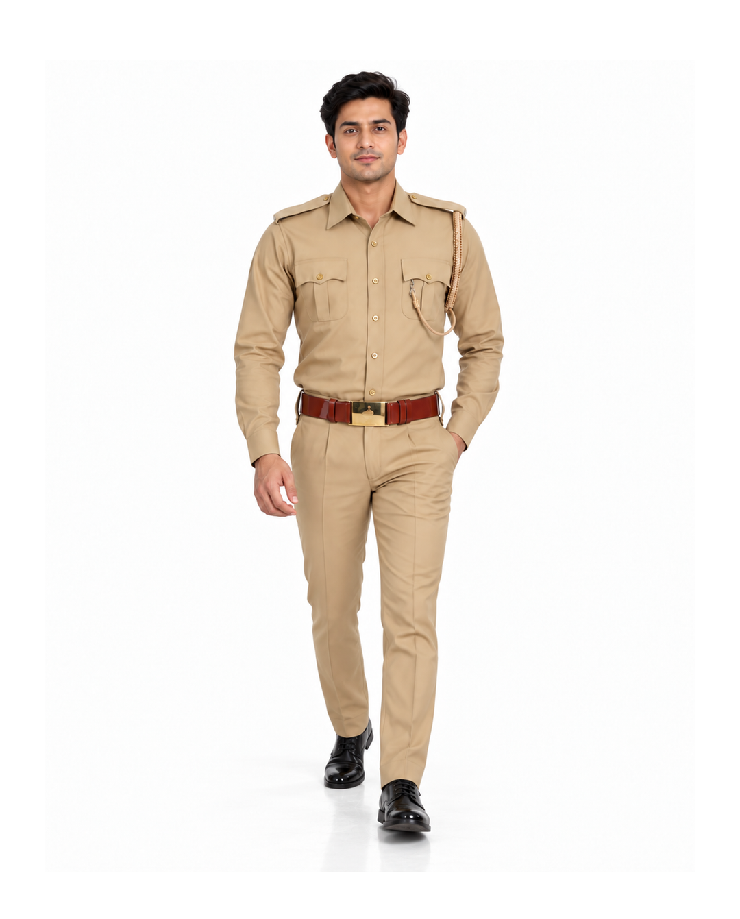 Khaki Police Full Sleeves Shirt and Trouser Set