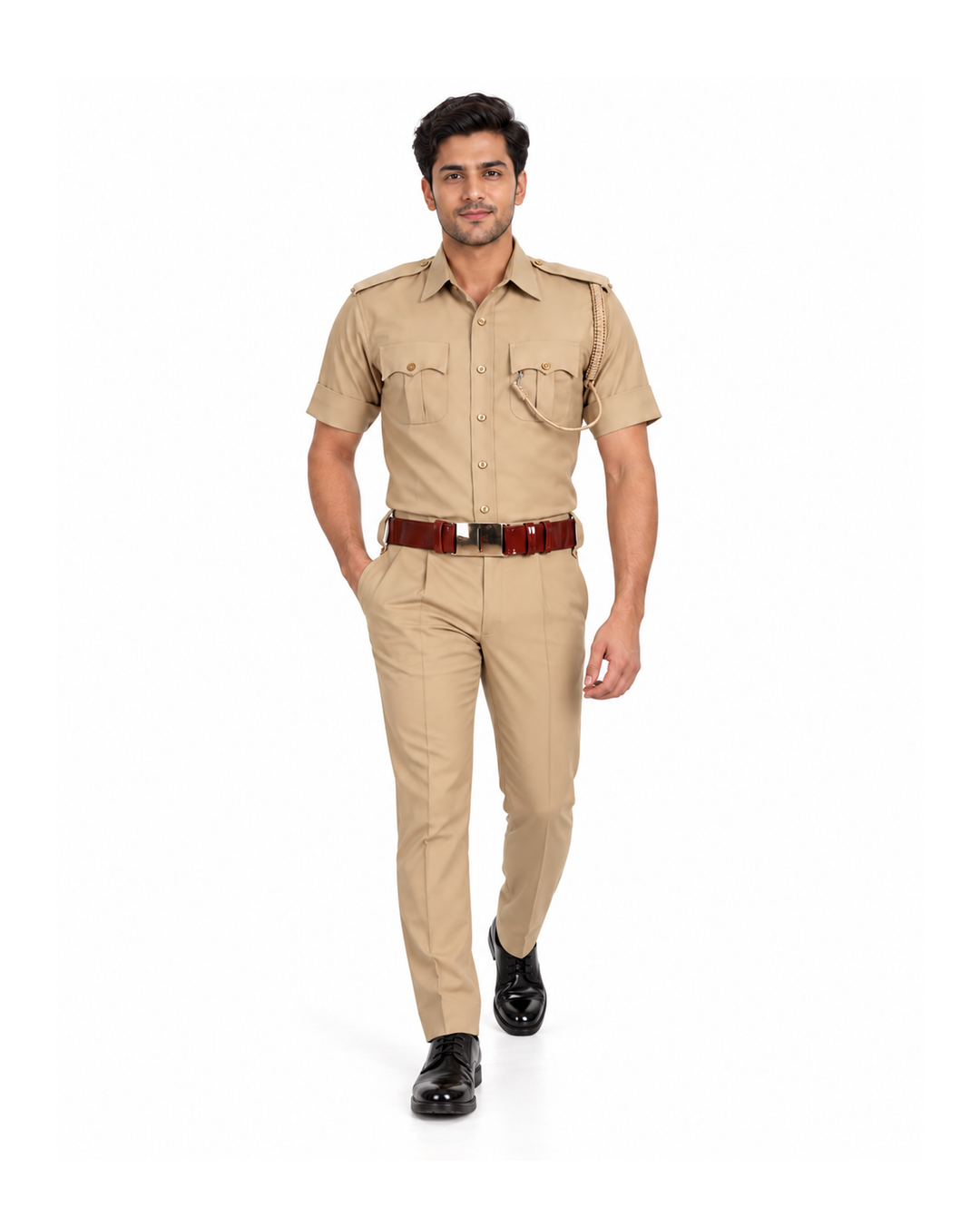 Khaki Police Half Sleeves Shirt and Trouser Set