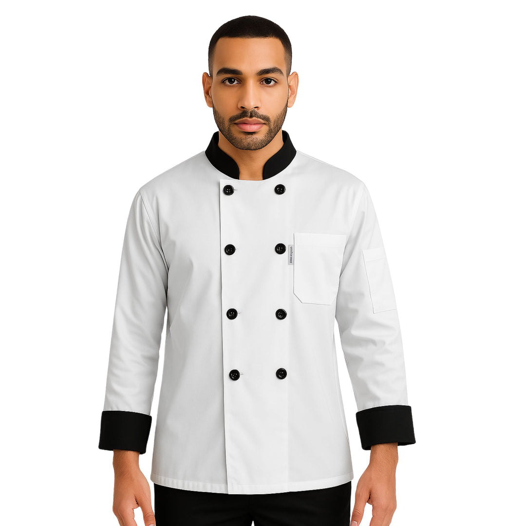 Contrast Full Sleeves Unisex Chef Coat - Main Image