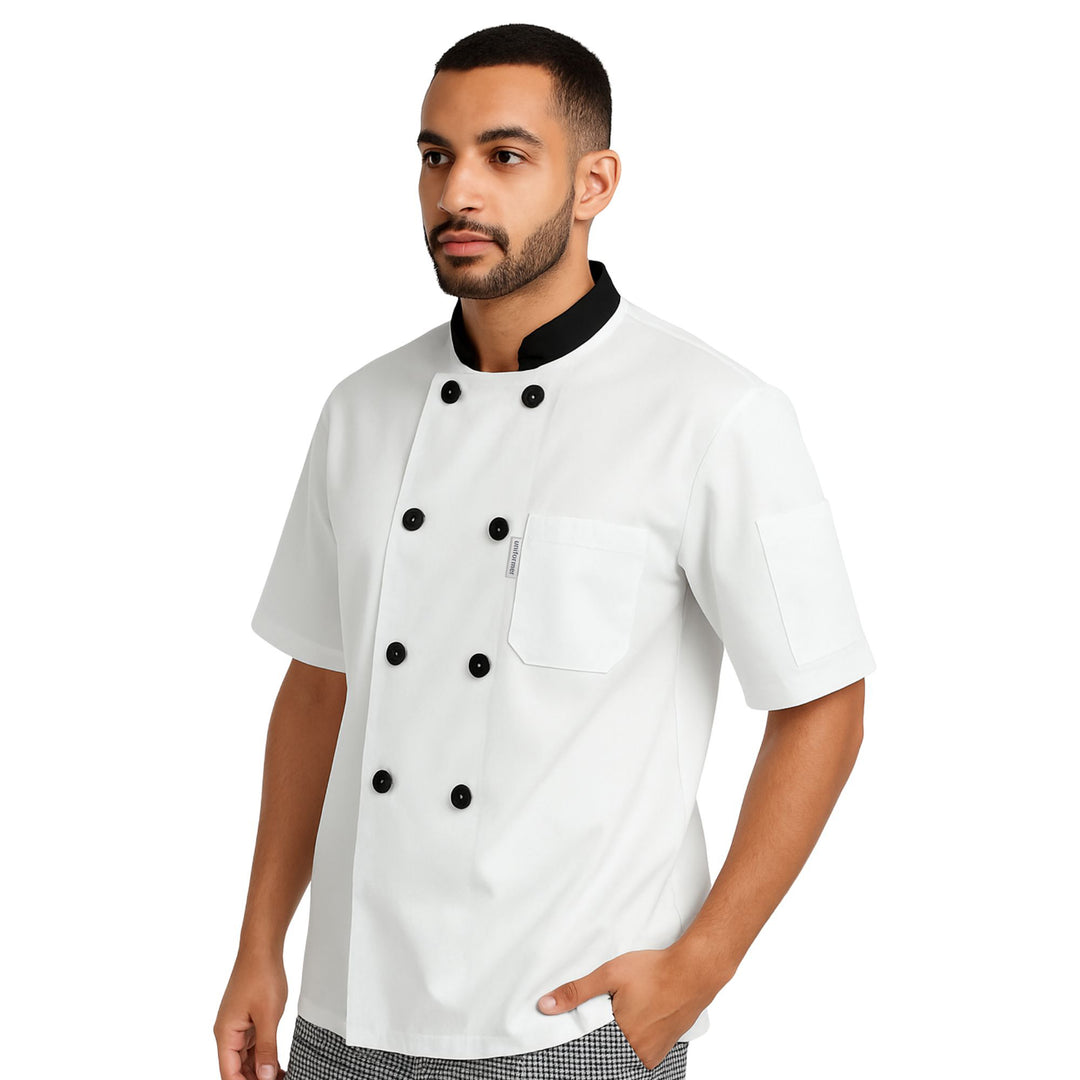 Contrast Half Sleeves Unisex Chef Coat
