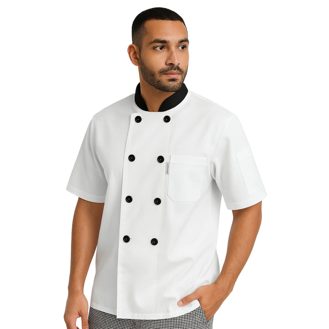 Contrast Half Sleeves Unisex Chef Coat
