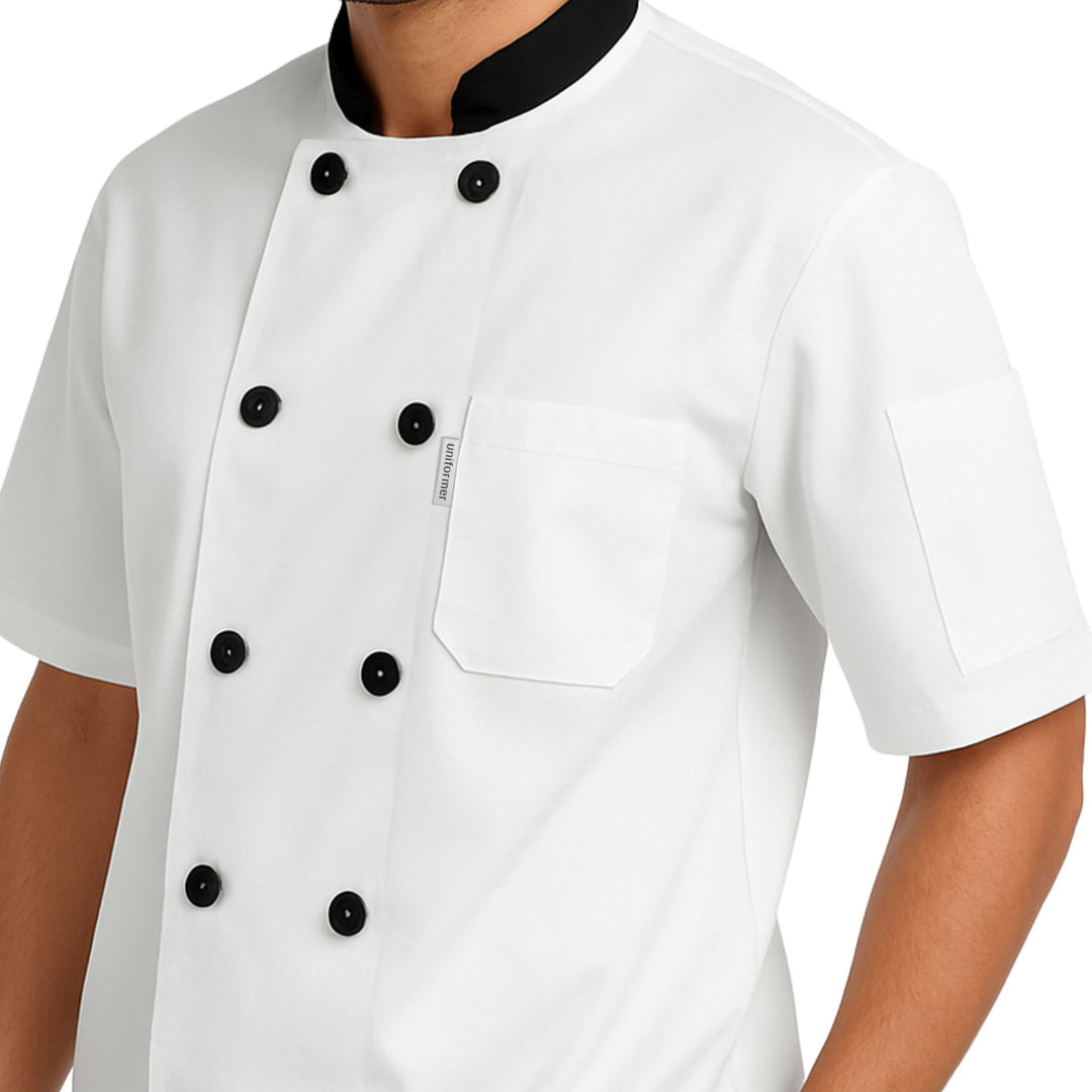 Contrast Half Sleeves Unisex Chef Coat
