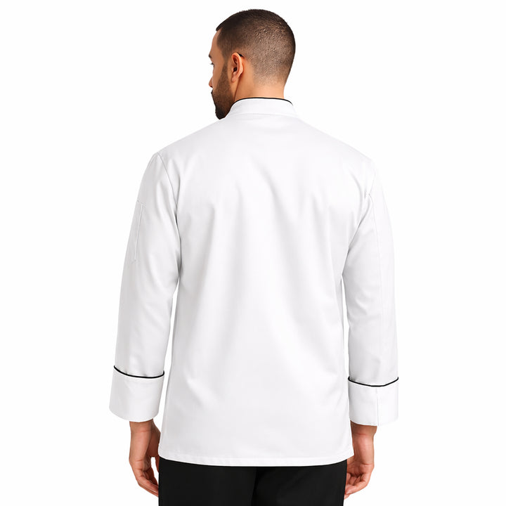 uniformer Full-Sleeve Chef Coat for Men with Black Piping