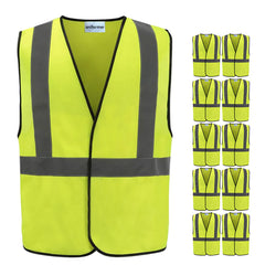 Pack Of 10 Reflective Safety Jacket - Yellow